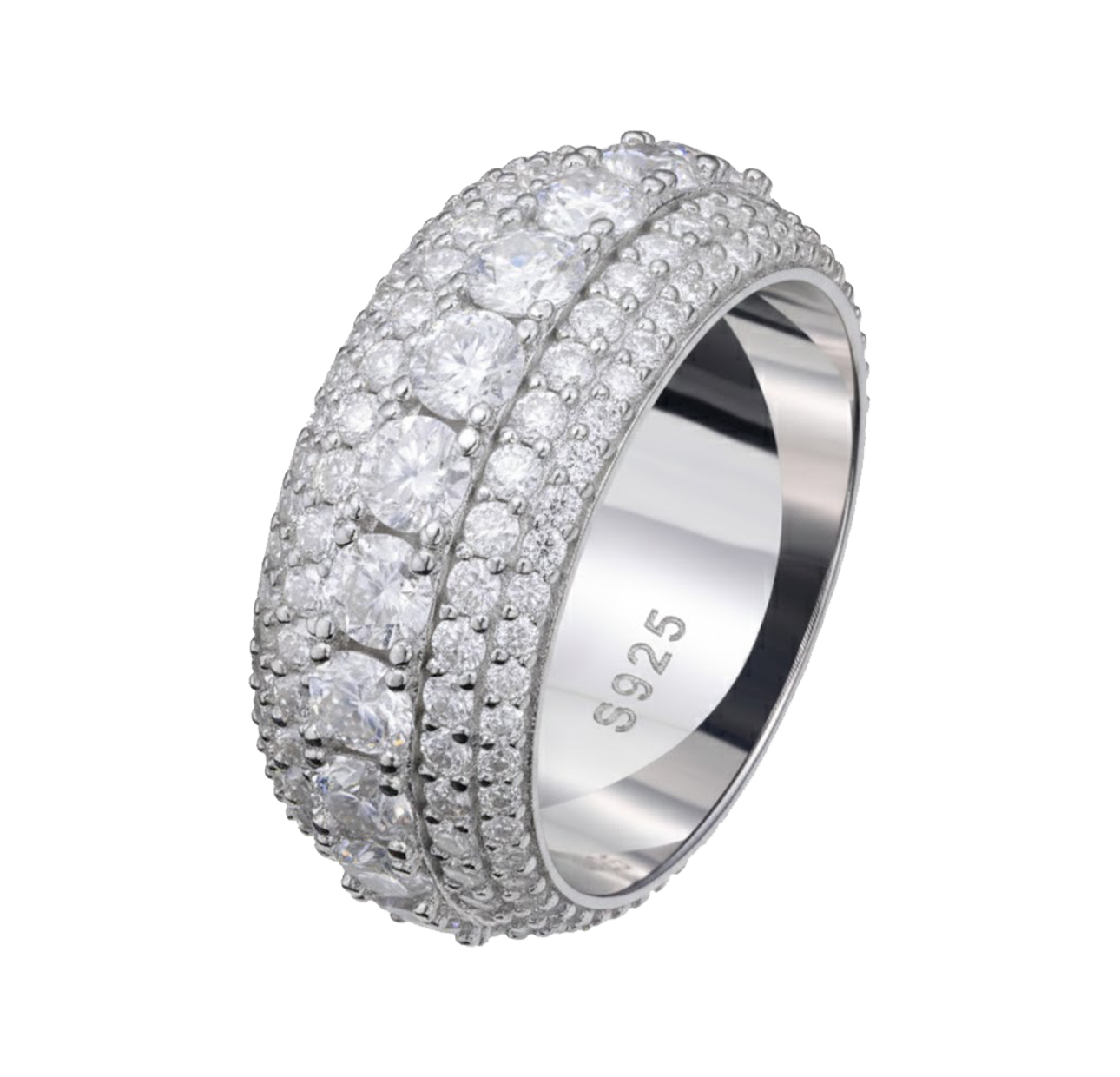 Anillo de Plata con Incrustaciones de Moissanita VVS Brillante & Diamantes