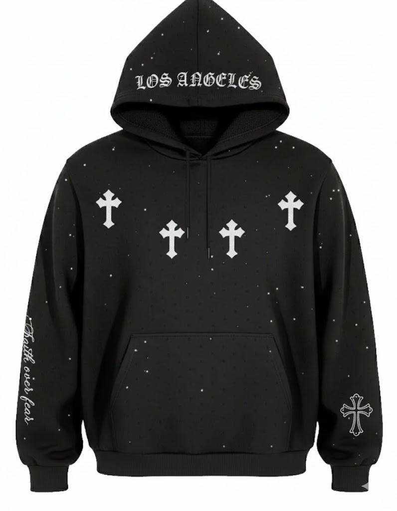 Sudadera Cruz Negra Brillos